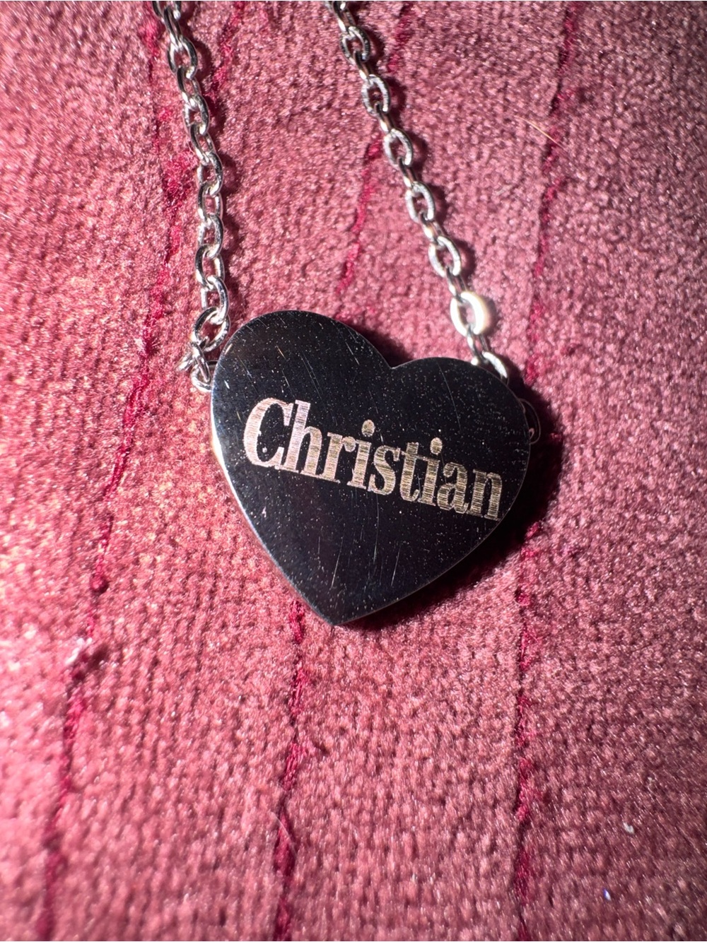 Christian Stainless Steel Heart Name Pendant Necklace - Silver